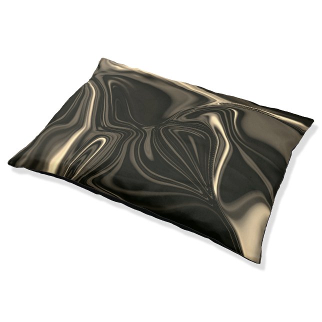 Metallic sepia undulations over dark background pet bed (Angled)