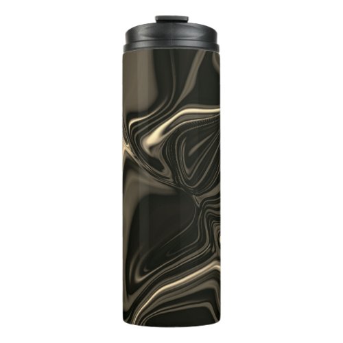 Metallic sepia undulations over dark background thermal tumbler