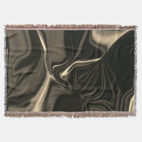 Metallic sepia undulations over dark background throw blanket