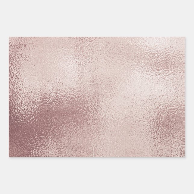 Metallic Shimmer Pink Orange Brown Gold  Wrapping Paper Sheets (Front)