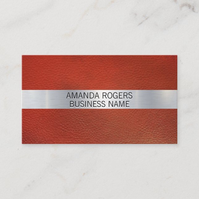 Metallic Shine | Leather Background Business Card (Front)