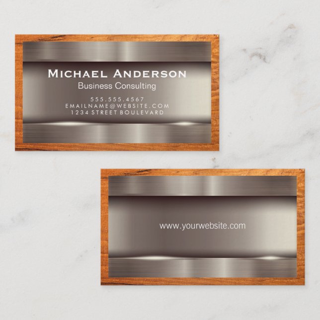 Metallic Shine | Wood Grain Business Card (Front/Back)
