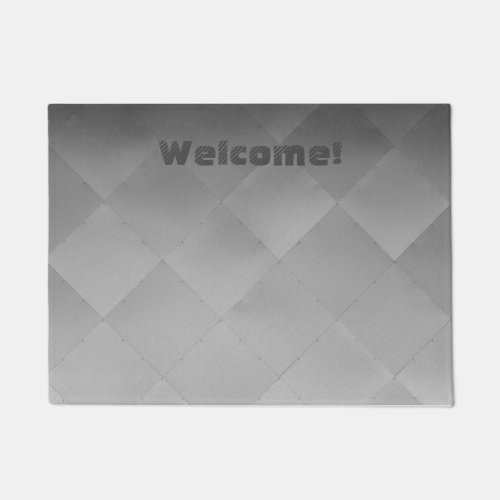 Metallic Shiny Silver Checkered Alu Tiles any Text Doormat