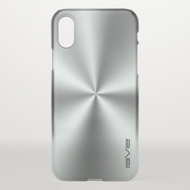 Metallic Shiny Silver Gray Stainless Steel Look Uncommon iPhone Case (Back)