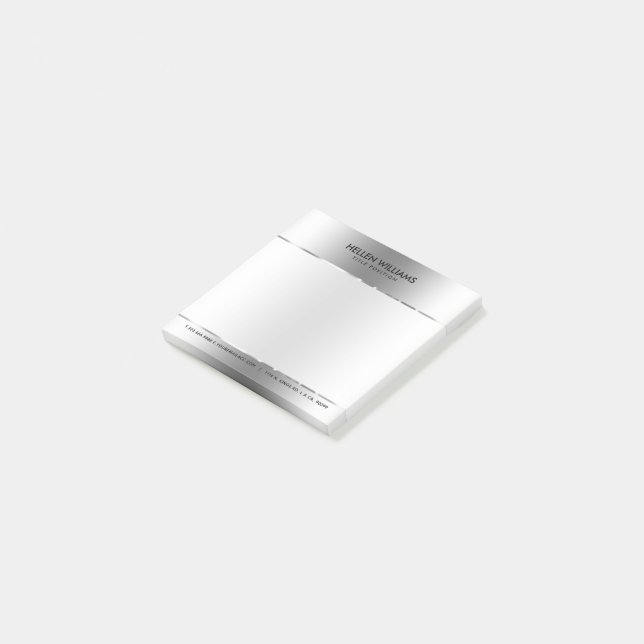 Metallic Shiny Sliver-Gray Background Post-it Notes (Angled)