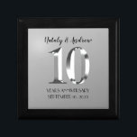 Metallic Silver 10th Wedding Anniversary Gift Box<br><div class="desc">Celebrating 10 years together. Happy 10th wedding anniversary. Silver metallic label.</div>