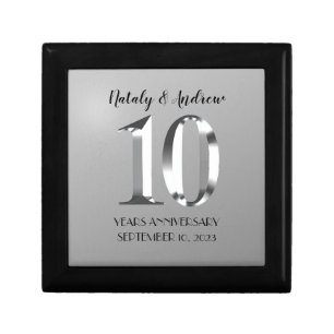 Metallic Silver 10th Wedding Anniversary Gift Box