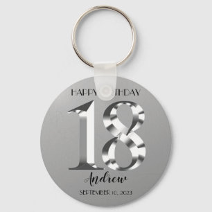 Metallic Silver 18th birthday Keychain