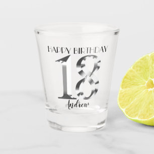 Metallic Silver 18th birthday Shot Glass