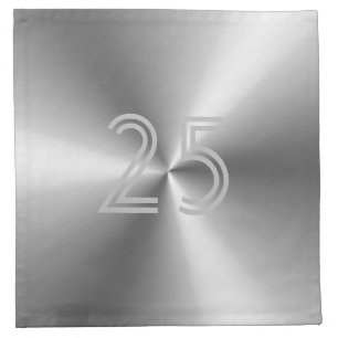 Metallic Silver 25th Anniversary Wedding Corporate Napkin