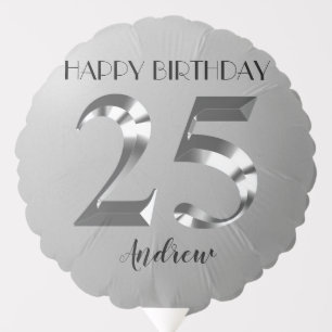 Metallic Silver 25th birthday Balloon