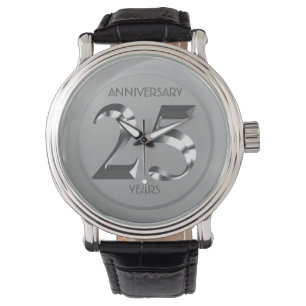 Metallic Silver 25th Wedding anniversary Watch