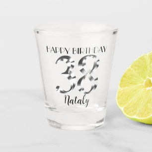 Metallic silver 38th birthday shot glass