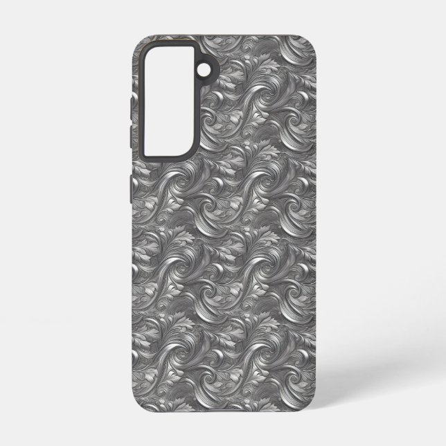 Metallic Silver Abstract Design for Samsung Galaxy Case (Back)