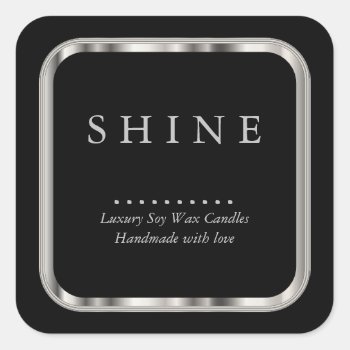 Metallic Silver And Black Labels Square by DesignsbyDonnaSiggy at Zazzle