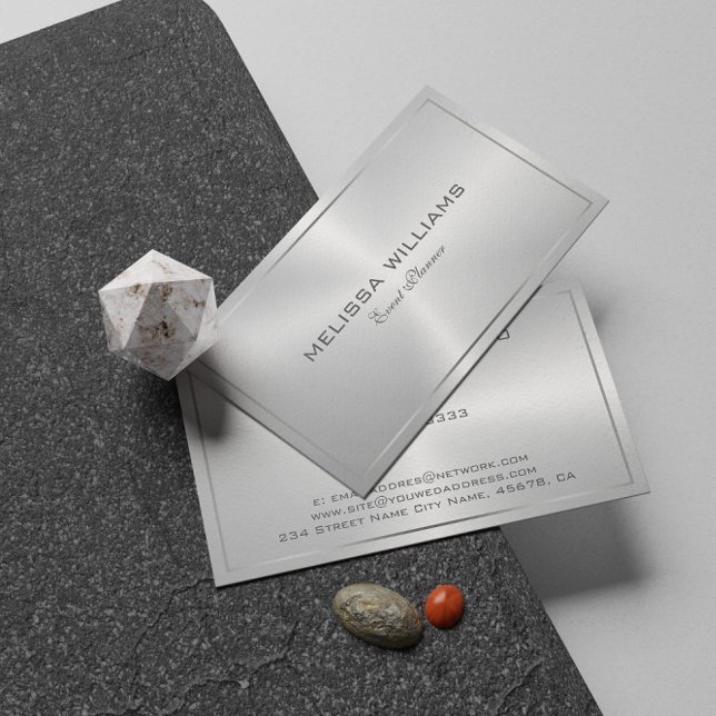 Metallic Silver Background  Business Card (Creator Uploaded)