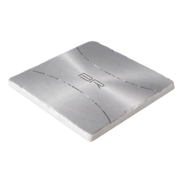 Metallic silver background custom monogram trivet (Corner)