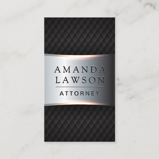 Metallic Silver Banner | Black Tiling Appointment Card (Front)