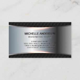 Metallic Silver Banner Black Tiling Business Card
