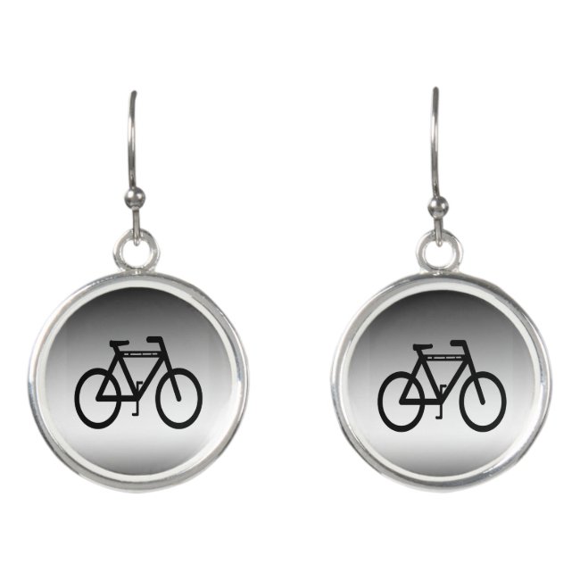 Metallic Silver Black Cycling Sports Drop Earrings