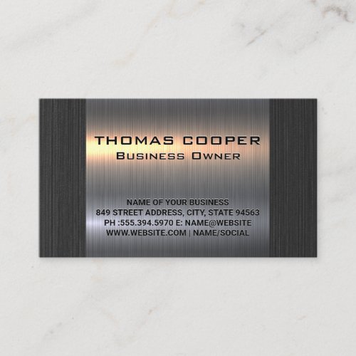 Metallic Silver Black Texture Background Business Card