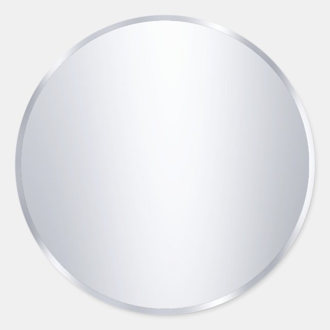 Metallic Silver Blank Modern Template Add Text Classic Round Sticker (Front)