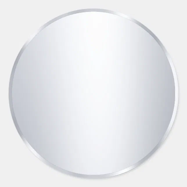 Metallic Silver Blank Modern Template Add Text Classic Round Sticker ...