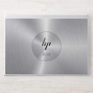 Metallic silver brushed aluminum look HP laptop skin