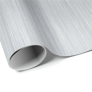 Metallic silver brushed aluminum texture wrapping paper