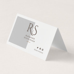Metallic Silver Chic Gold Professional Monogram Business Card