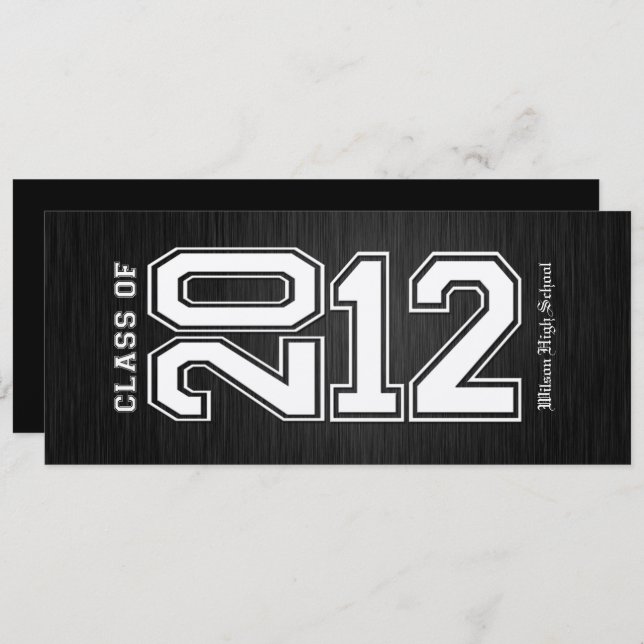 Metallic Silver Class of 2012 Graduation Invites (Front/Back)