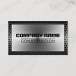 Metallic Silver Construction Elegant Metal Border Business Card