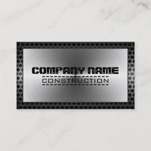 Metallic Silver Construction Elegant Metal Border Business Card