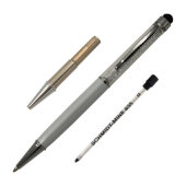 Metallic Silver Crystalline Ballpoint Pen w/Stylus (Top)