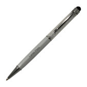 Metallic Silver Crystalline Ballpoint Pen w/Stylus (Front)