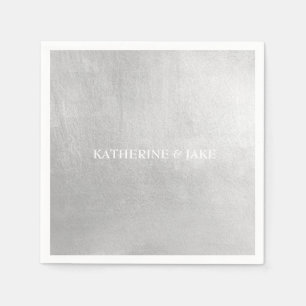 Metallic Silver Custom Names Cocktail Napkins