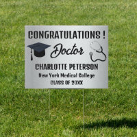 Metallic Silver Doctor Congratulation Graduation 