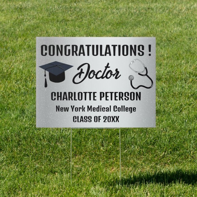 Metallic Silver Doctor Congratulation Graduation  Sign (Insitu)