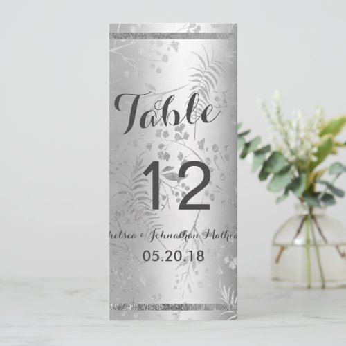 Metallic silver elegant floral glam Table Numbers