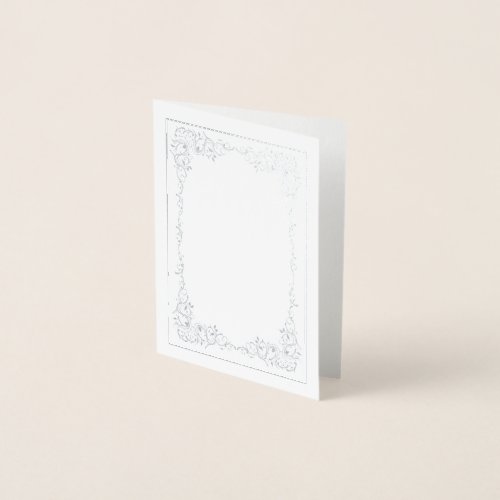 Metallic Silver Elegant Frame Mini Foil Card