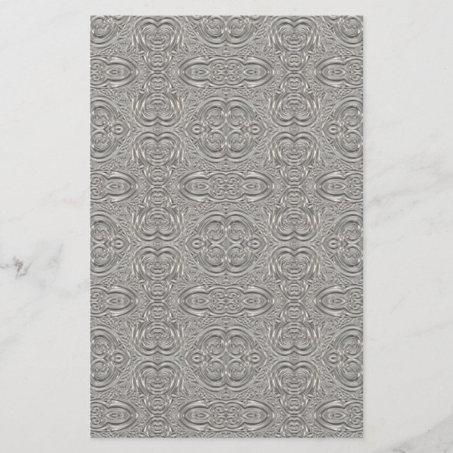 Metallic silver elegant victorian nouveau stationery (Front)