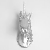 Metallic Silver Faux Unicorn Head (Front)