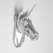 Metallic Silver Faux Unicorn Head (3/4)