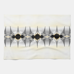 Metallic Silver Fractal Spikes Kitchen Towel