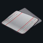 Metallic silver geometric design red accent laptop sleeve<br><div class="desc">Image of a metallic silver geometric design with red accents. Cool modern masculine design.</div>