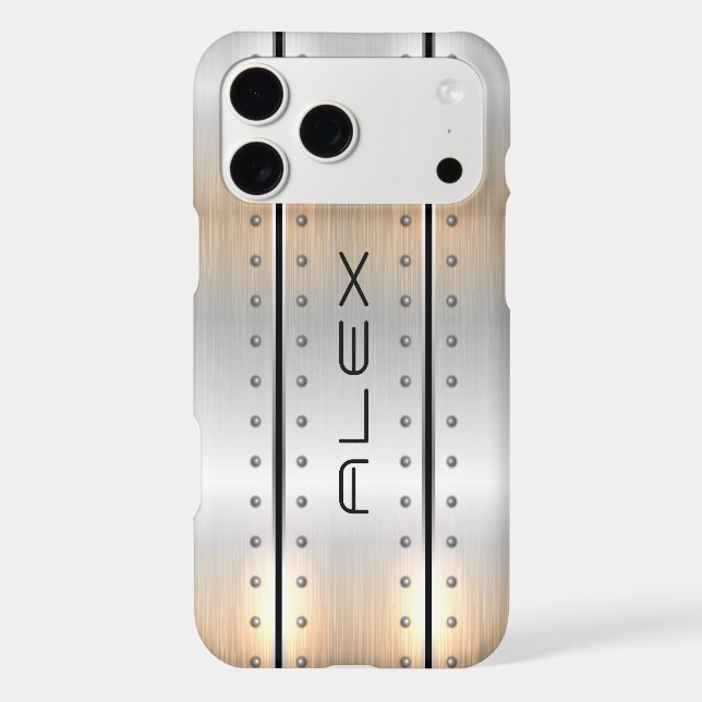 Metallic silver geometric modern design iphone case (Back)