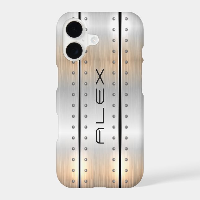 Metallic silver geometric modern design iphone case (Back)