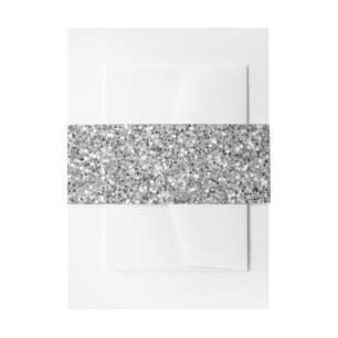 Metallic Silver Glitter Invitation Belly Band