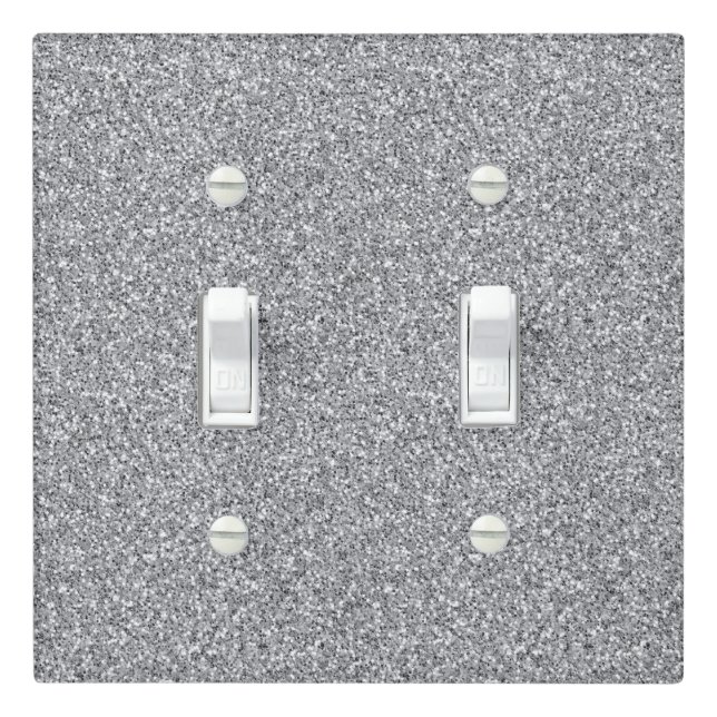 Metallic Silver Glitter Light Switch Cover (In Situ)
