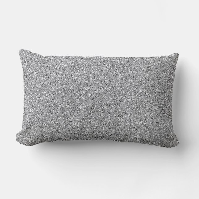 Metallic Silver Glitter Lumbar Pillow (Front)